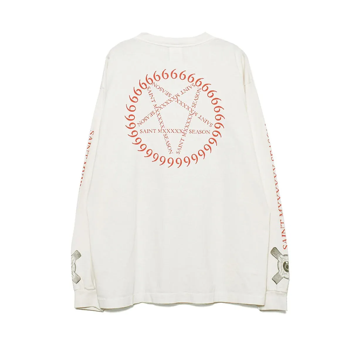 #SA63 SAINT pure cotton long-sleeved T P156 Color: White Size: S-XL